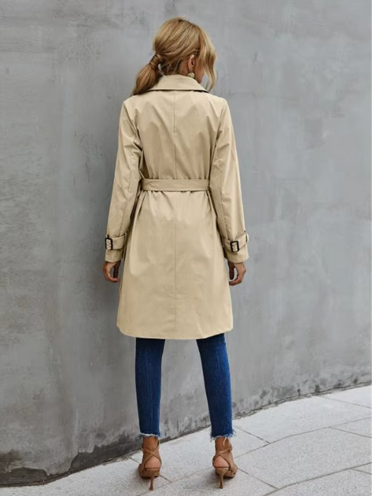 Double Breasted Women's Classic Trench Coat - Timeless Outerwear for All Seasons