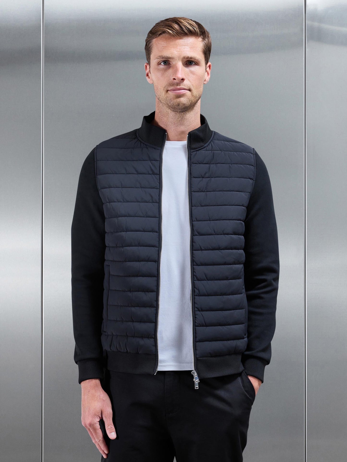 Black Hybrid Quilted Jacket
