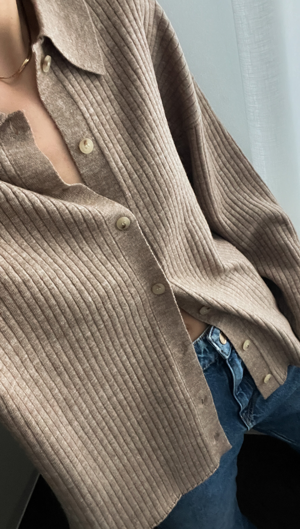 Long Sleeve Cardigan - Biscuit