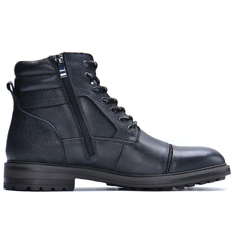 Side Zipper Leather Boots
