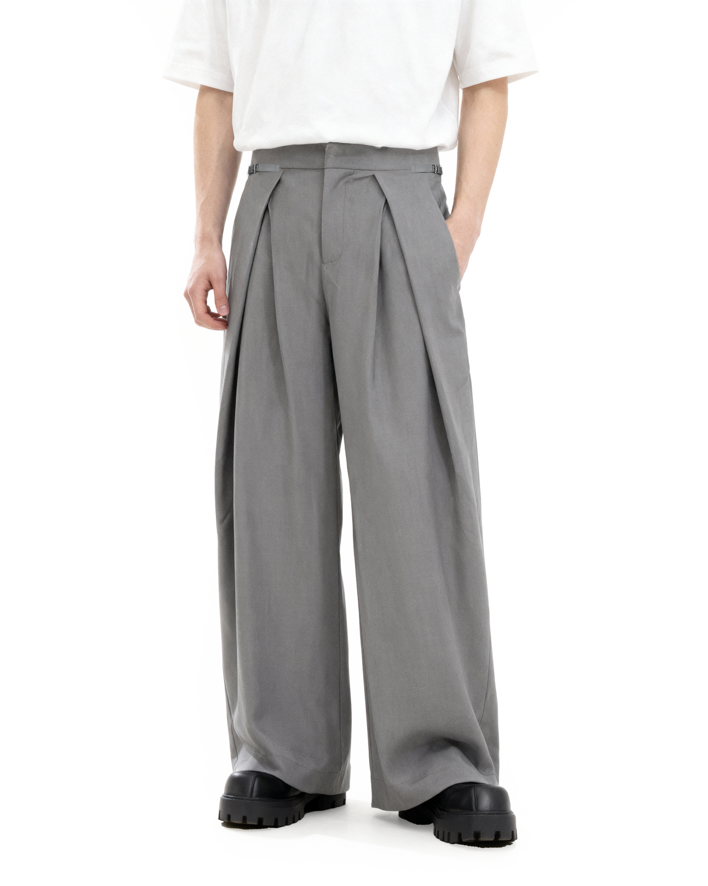 Wide Leg Pleated Palazzo Trousers