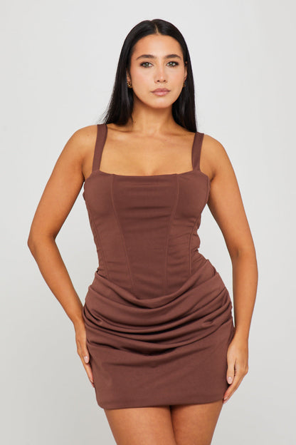 Brown Corset Mini Dress