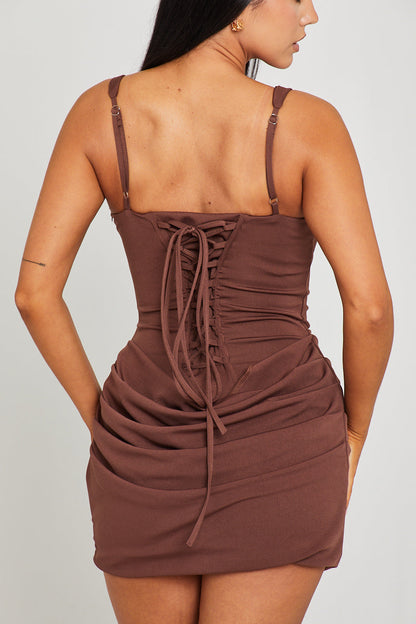 Brown Corset Mini Dress
