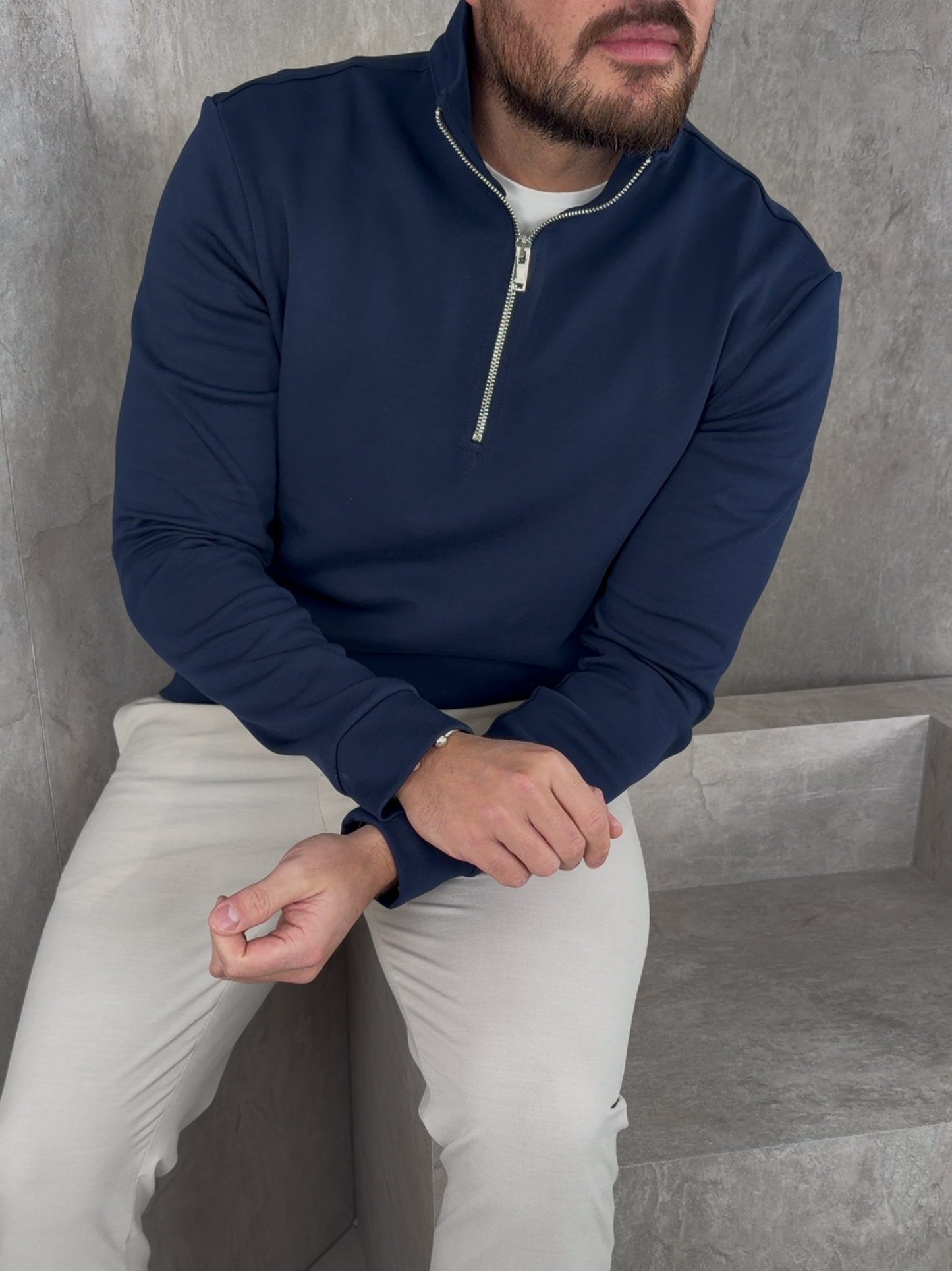 Jersey Interlock Half Zip Sweater