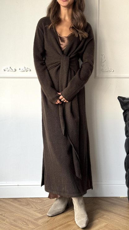 Long Sleeves Knit Wrap Dress