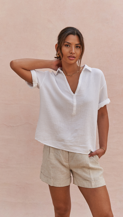 Classic White Button-Up Shirt