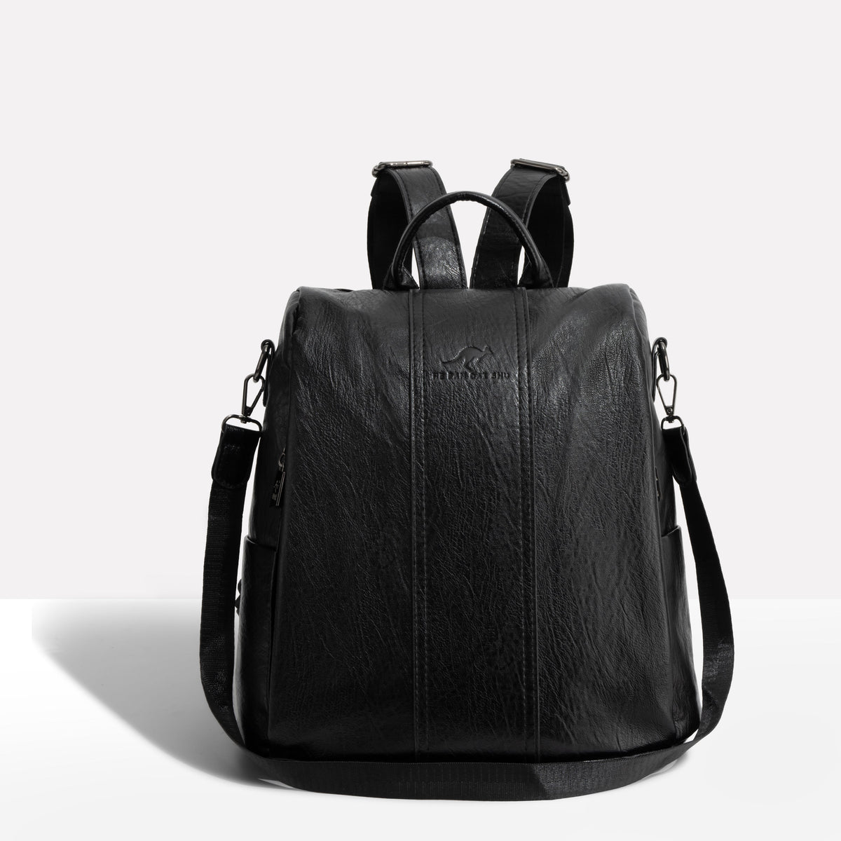 Black Leather Women's Backpack