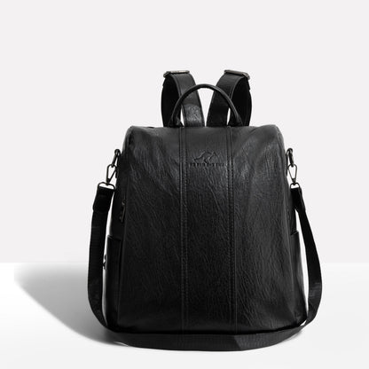 Black Leather Women's Backpack