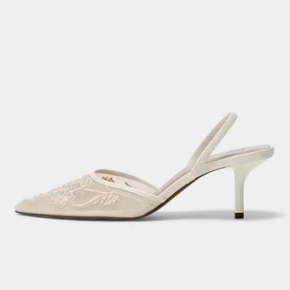 Women’s Embroidered Mesh Designer Heels