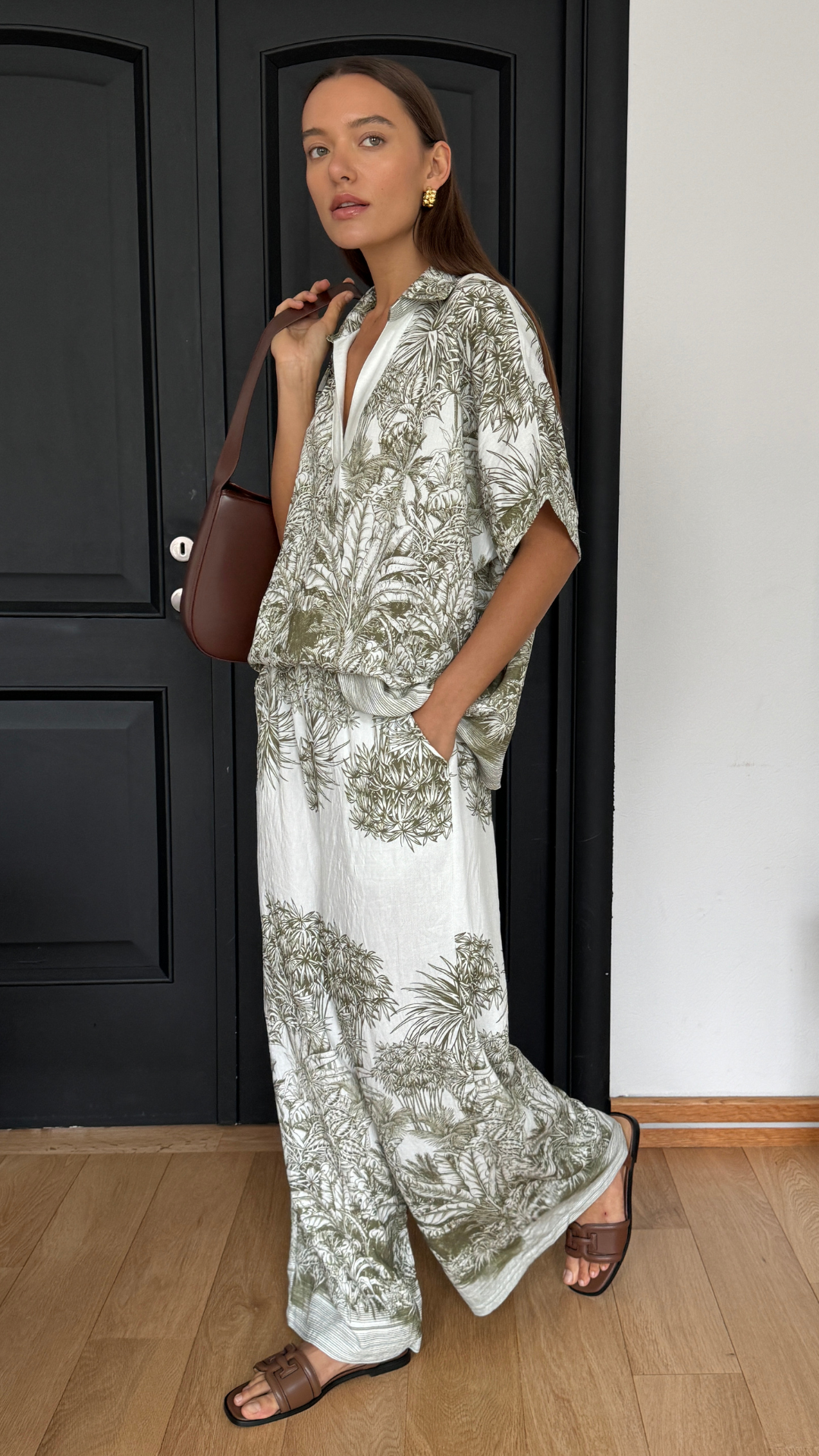 Khaki Print Two-Piece Set