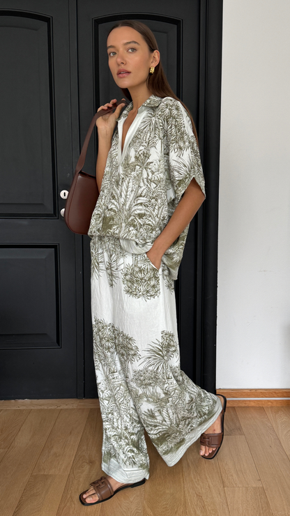 Khaki Print Two-Piece Set