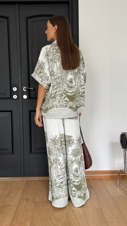 Khaki Print Two-Piece Set