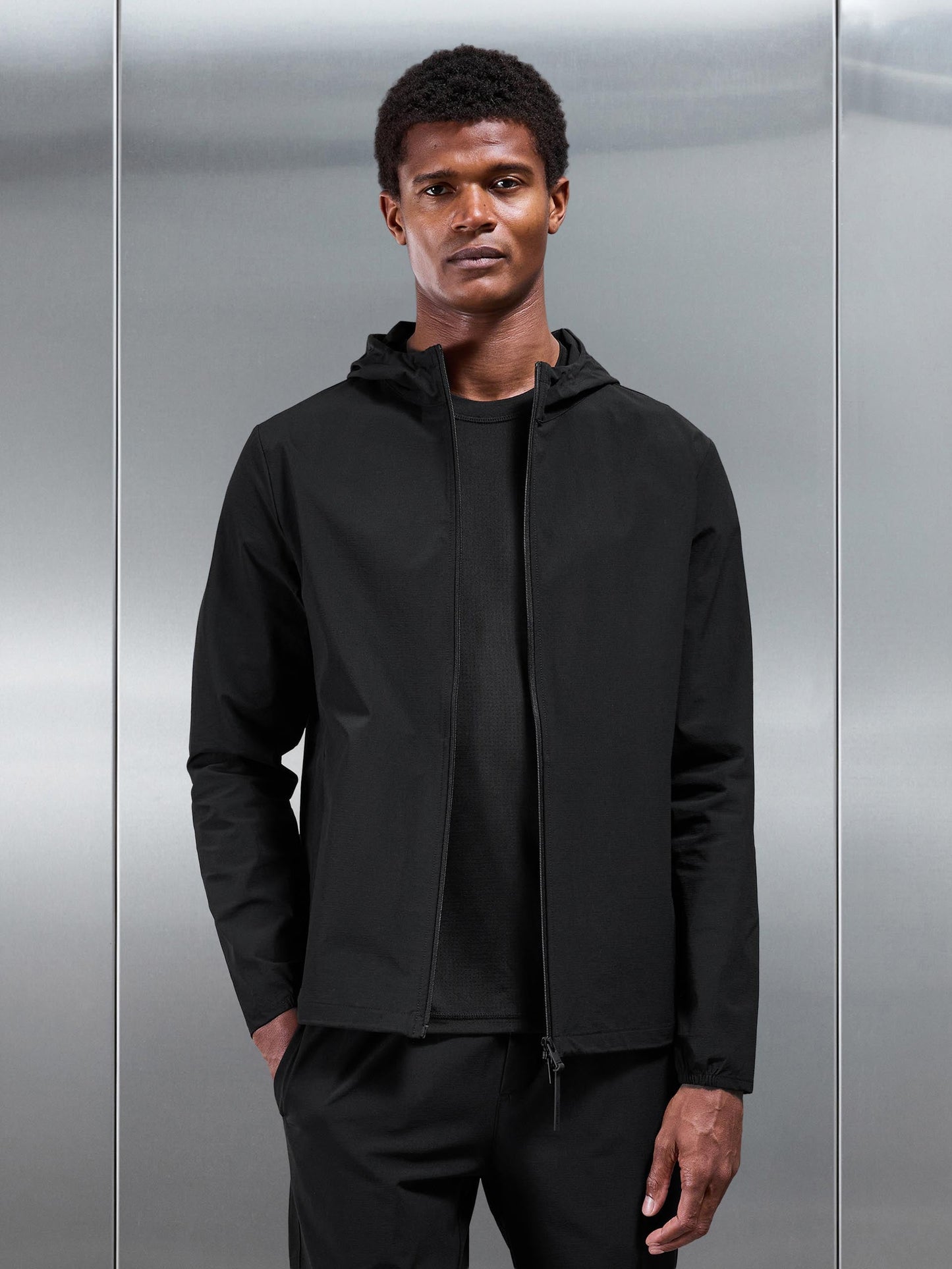 Black Active Technical Windbreaker Jacket