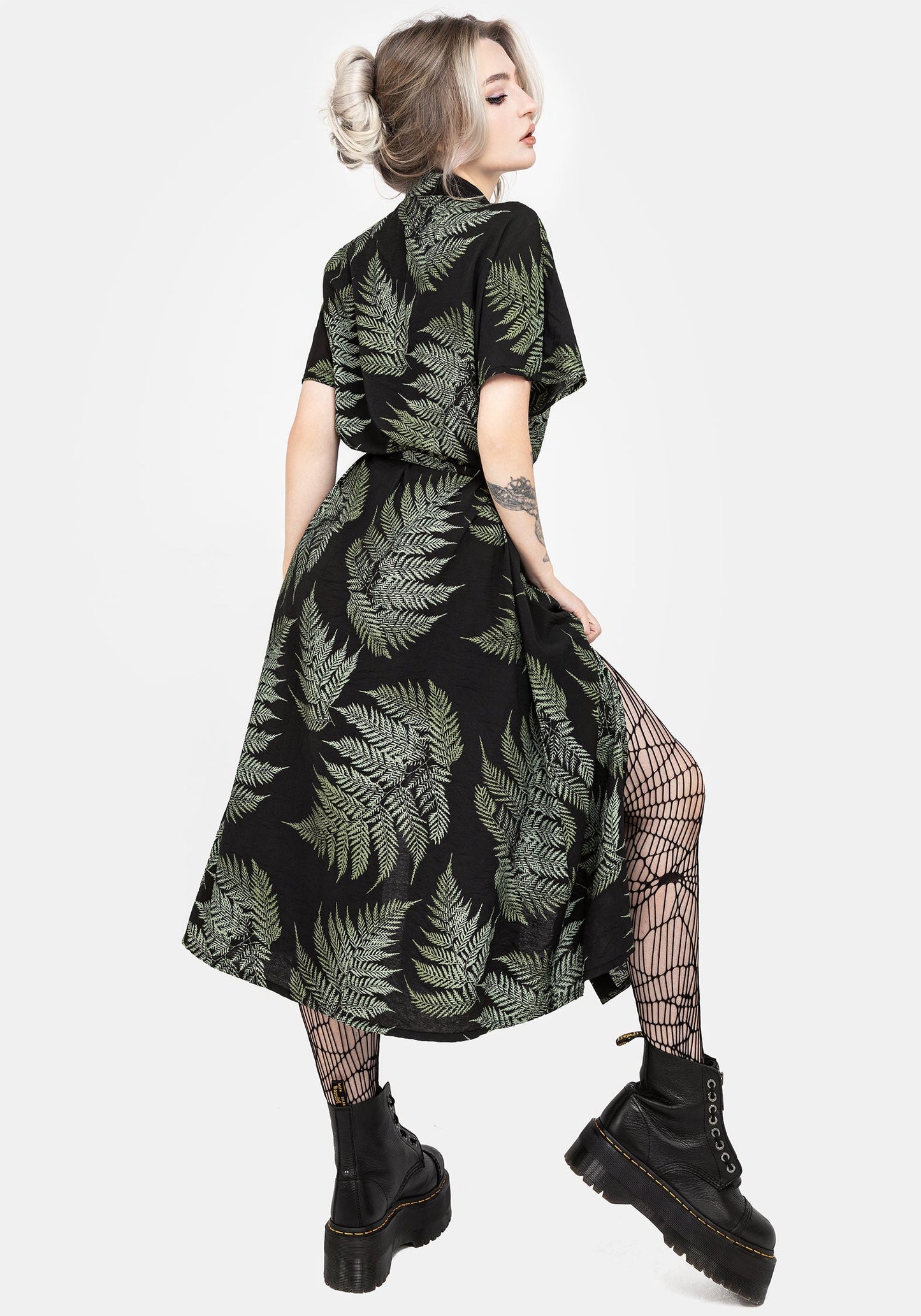 Fern Print Midi Shirt Dress