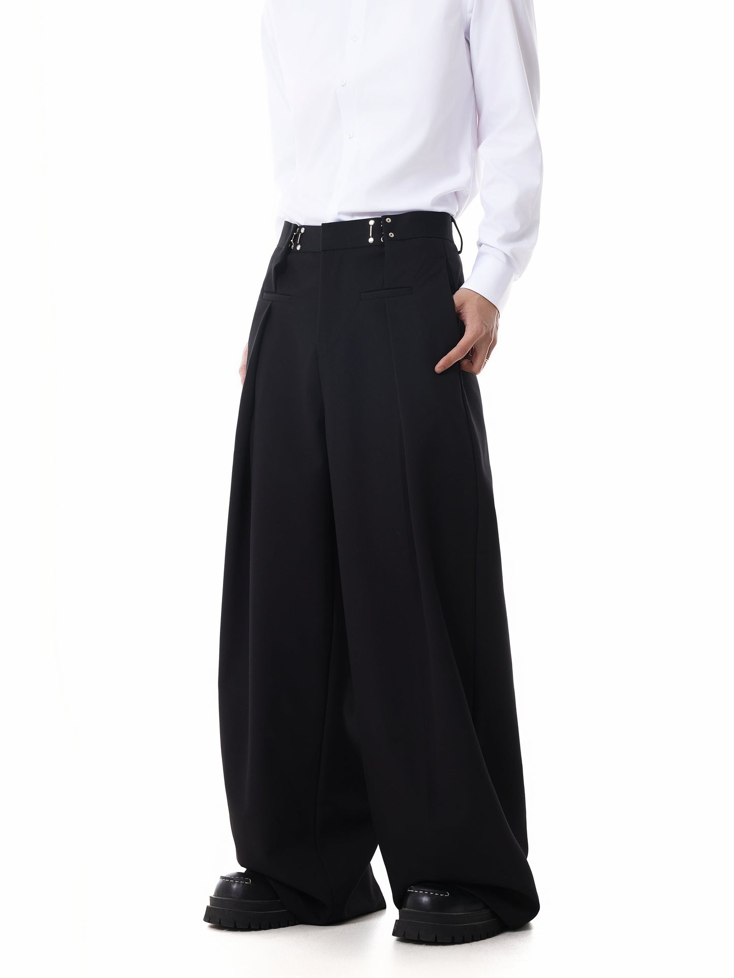 Adjustable Waist Pleated Pants