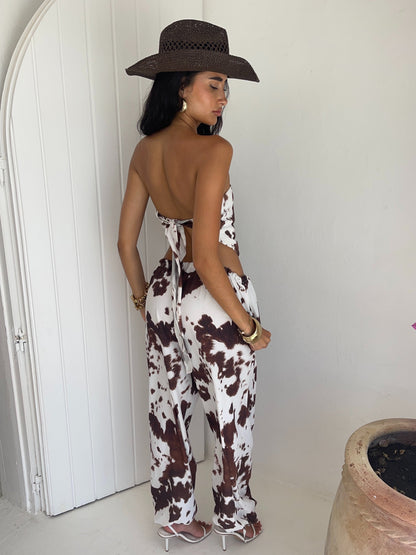 Texas Cow Print Bandana Set