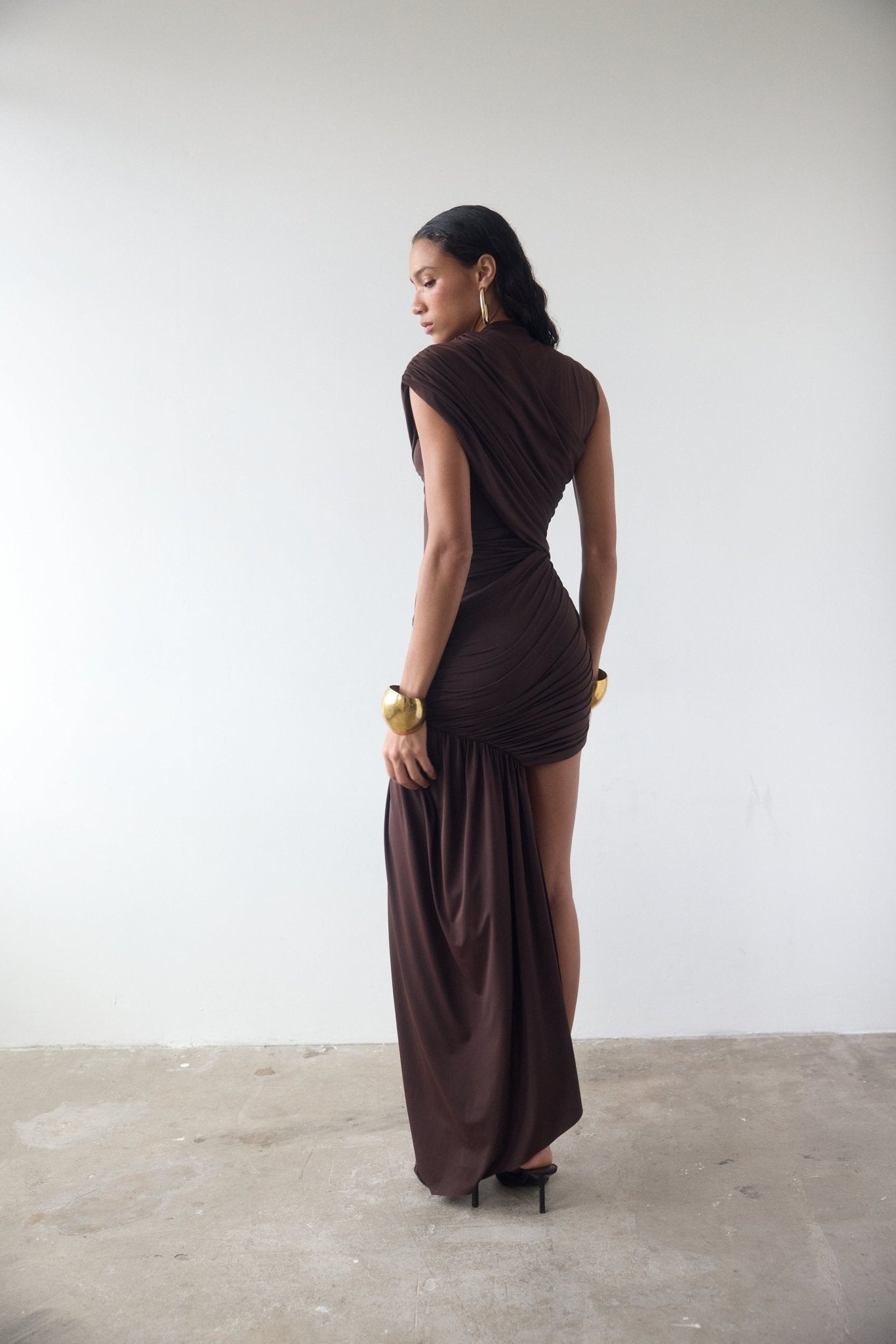 Chocolate Brown Jersey Mini Dress