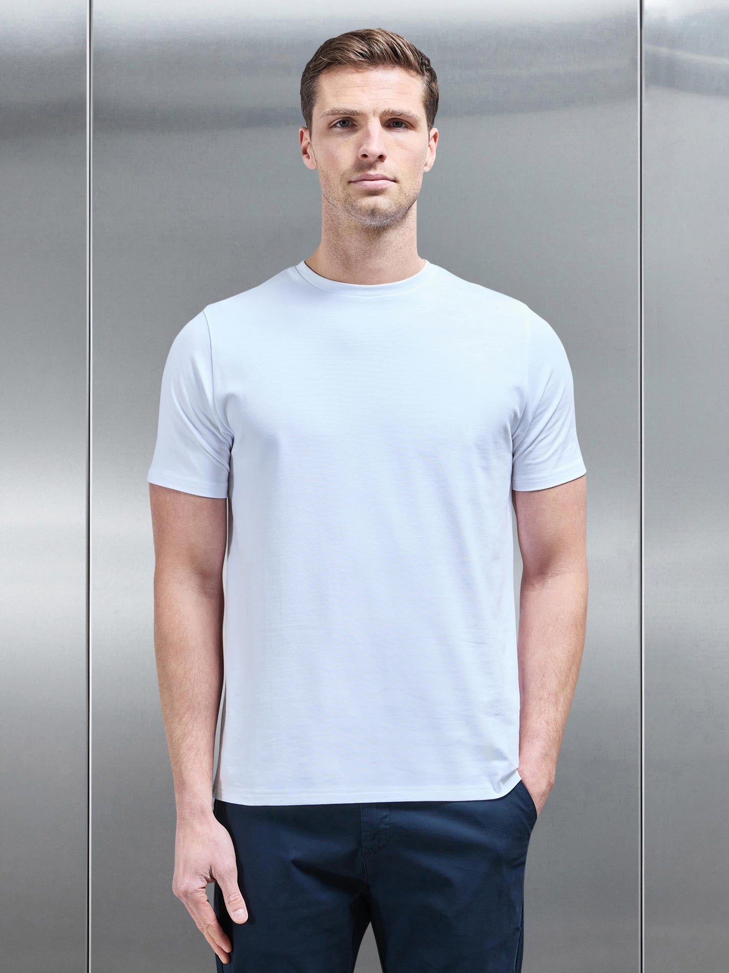 White Slim Fit Cotton Stretch T-Shirt