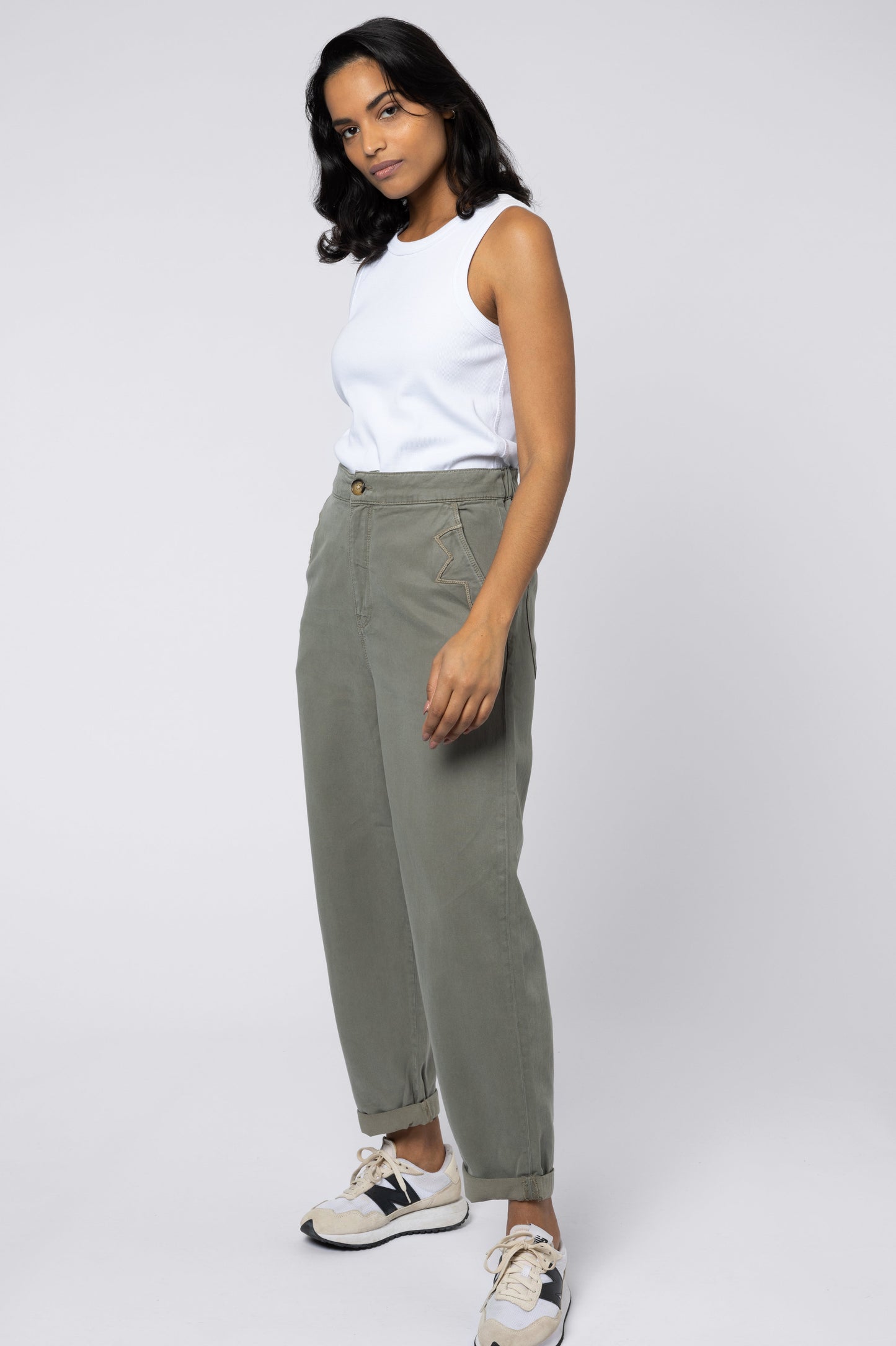 Multiple Pockets Khaki Cargo Trousers