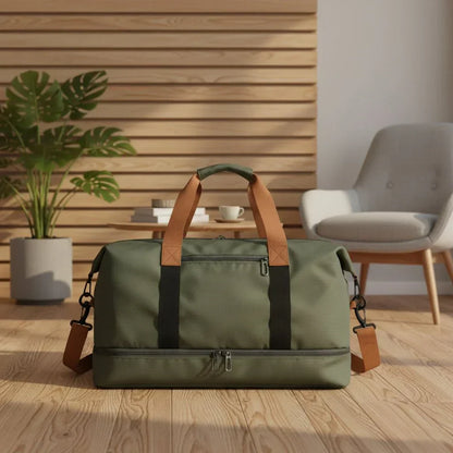 Gym & Travel Duffel Bag with Shoe Compartment - Sports Bag