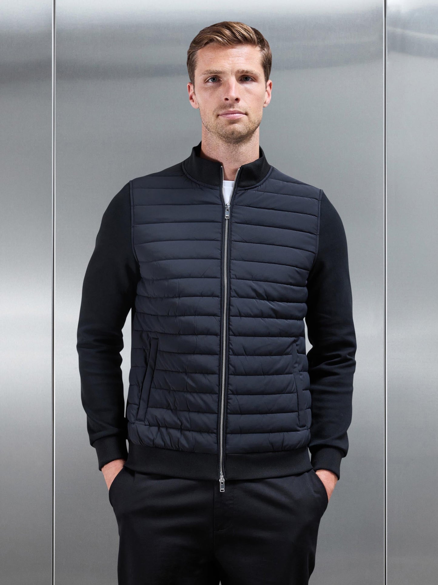Black Hybrid Quilted Jacket