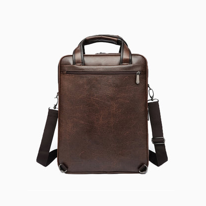 Men's Versatile PU Laptop Backpack - Coffee Brown Color