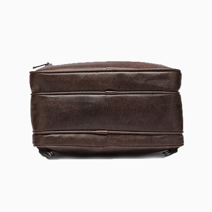 Men's Versatile PU Laptop Backpack - Coffee Brown Color