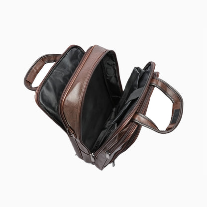 Men's Versatile PU Laptop Backpack - Coffee Brown Color