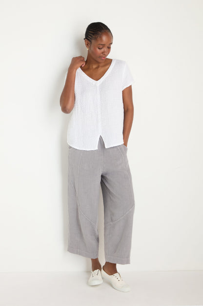 Waffle Linen V Neck Top