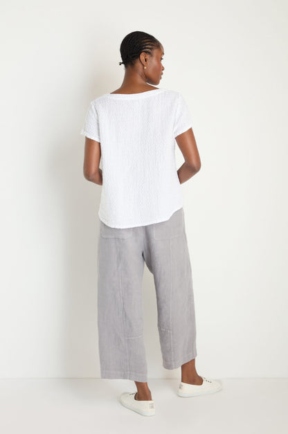 Waffle Linen V Neck Top