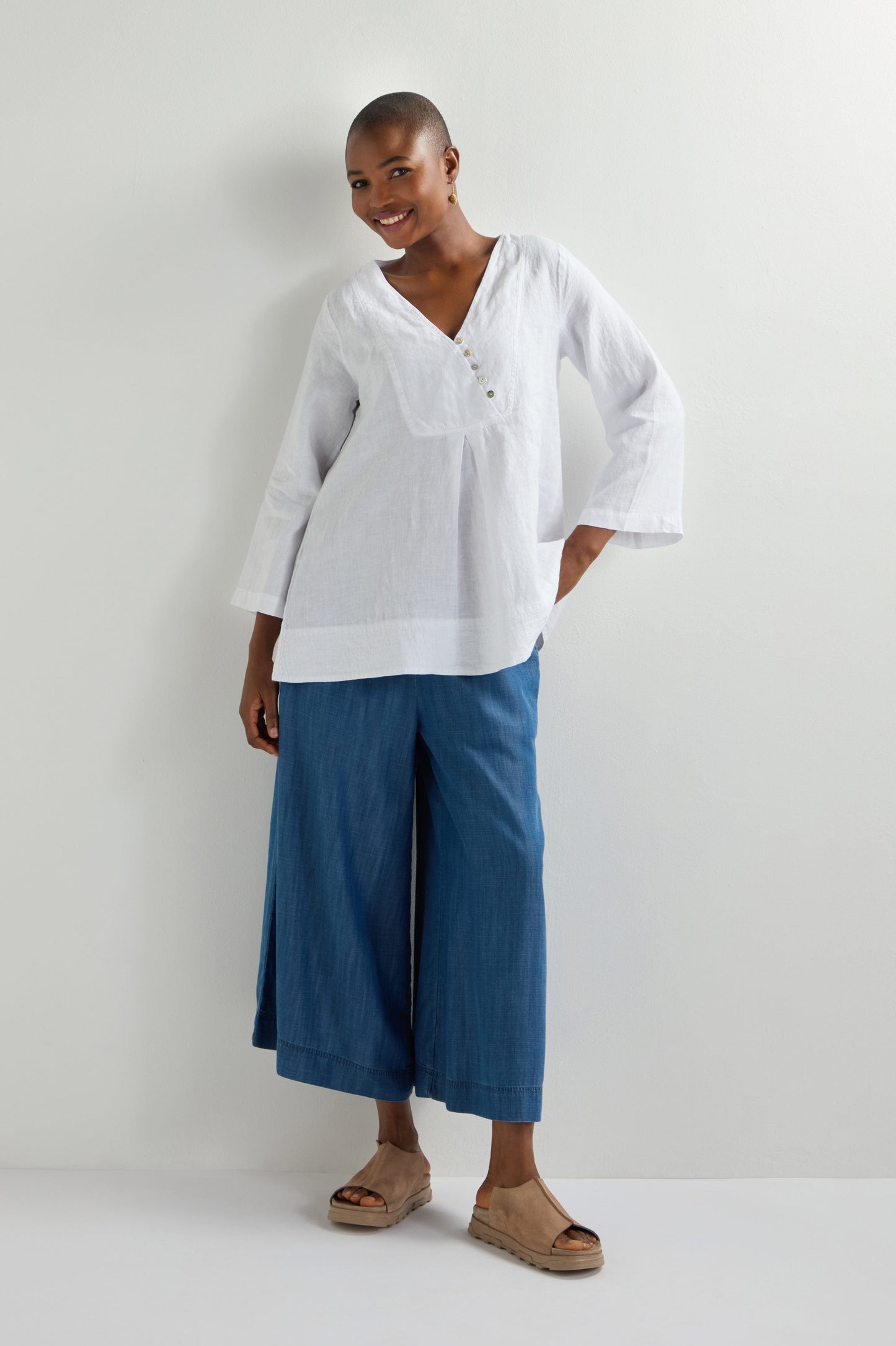 Linen Button Placket Tunic