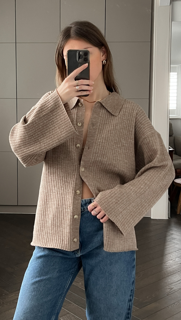 Long Sleeve Cardigan - Biscuit
