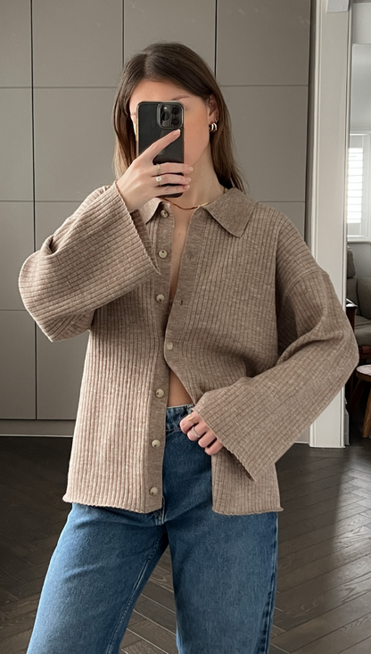 Long Sleeve Cardigan - Biscuit
