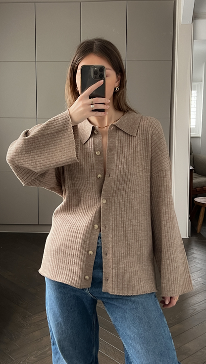 Long Sleeve Cardigan - Biscuit