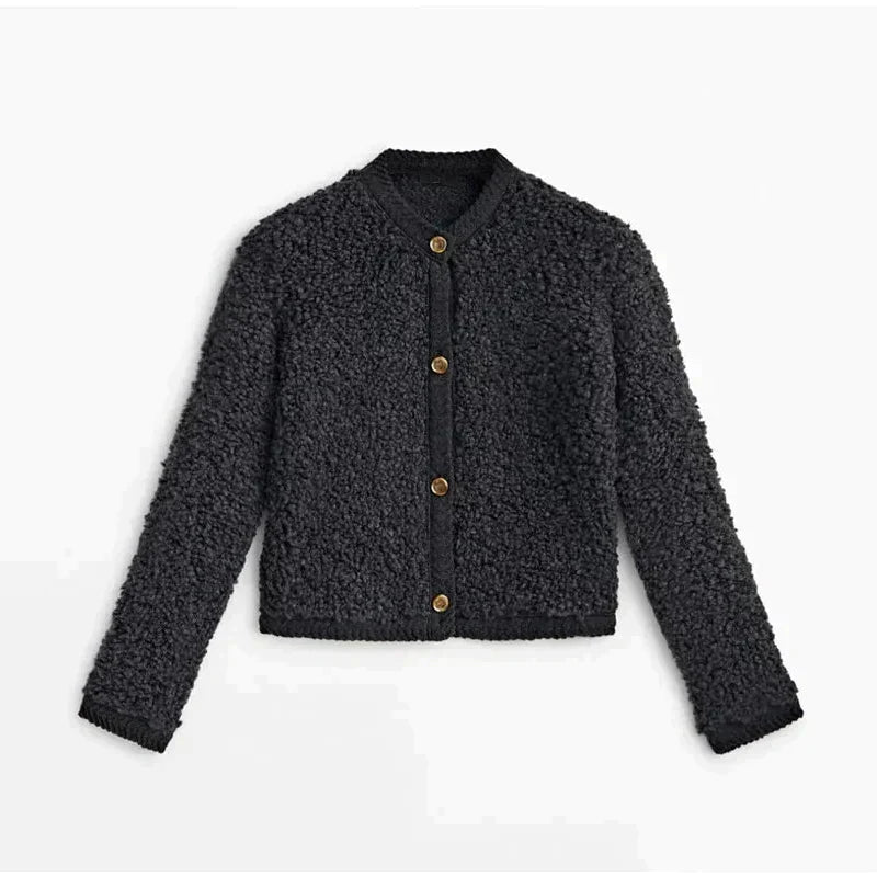 Soft Texture Women's Casual Teddy Fleece Jacket with Button Front Closure
