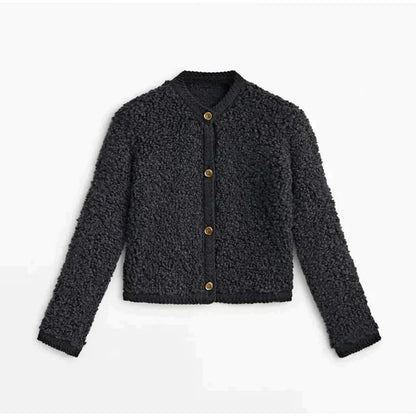 Soft Texture Women's Casual Teddy Fleece Jacket with Button Front Closure