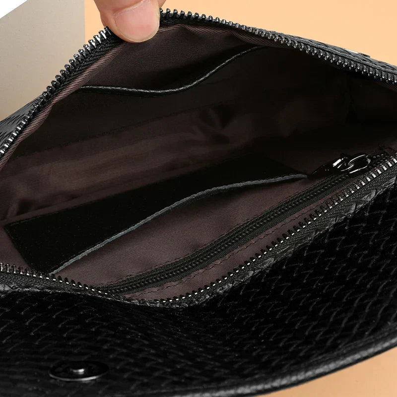 Men's Leather Crossbody Bag - Genuine Leather Sling Shoulder Bag