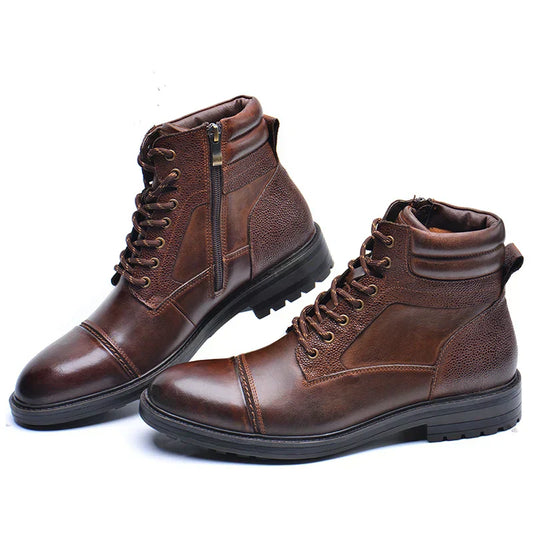 Side Zipper Leather Boots