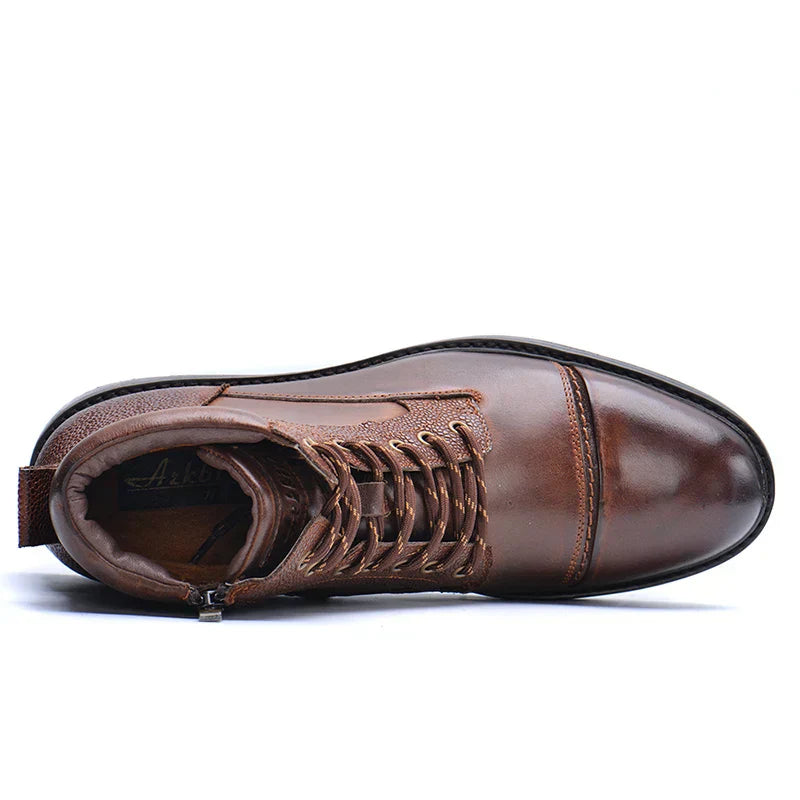 Side Zipper Leather Boots