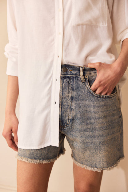 Pale Wash Denim Shorts