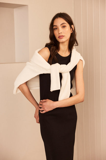 Black Jersey Midi Dress