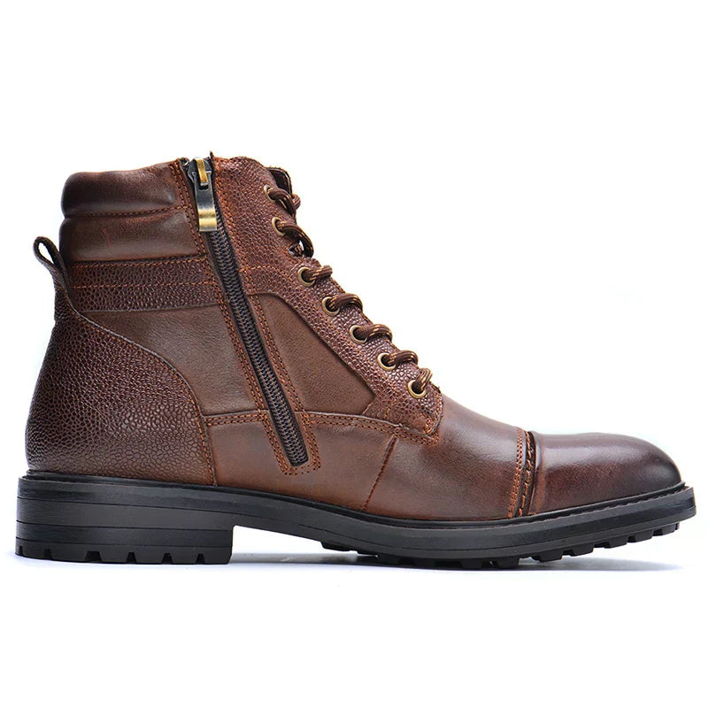 Side Zipper Leather Boots