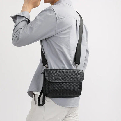 Men's Leather Crossbody Bag - Genuine Leather Sling Shoulder Bag