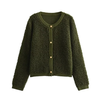Soft Texture Women's Casual Teddy Fleece Jacket with Button Front Closure