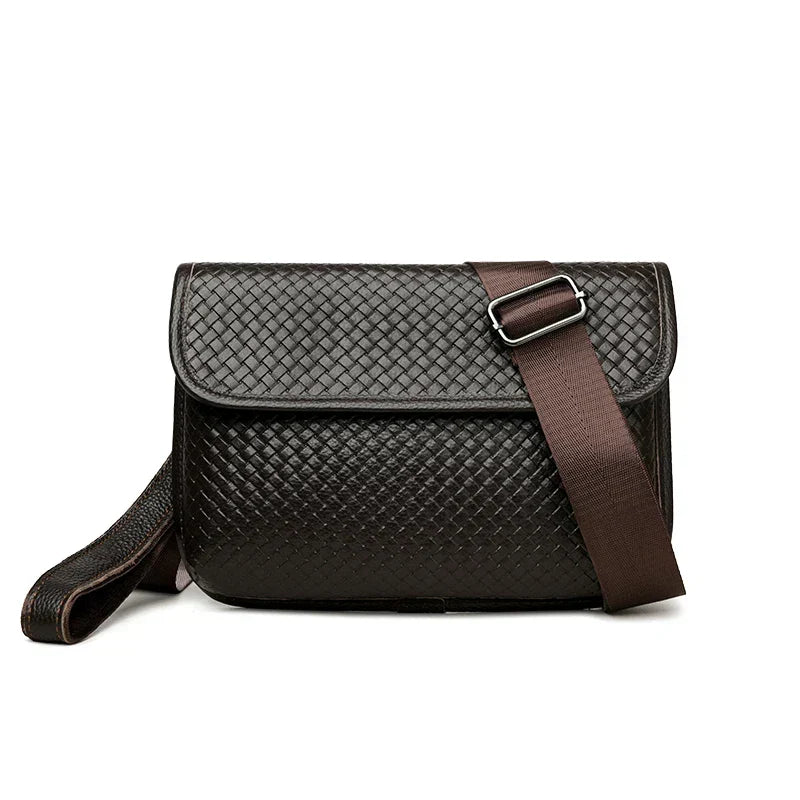 Men's Leather Crossbody Bag - Genuine Leather Sling Shoulder Bag