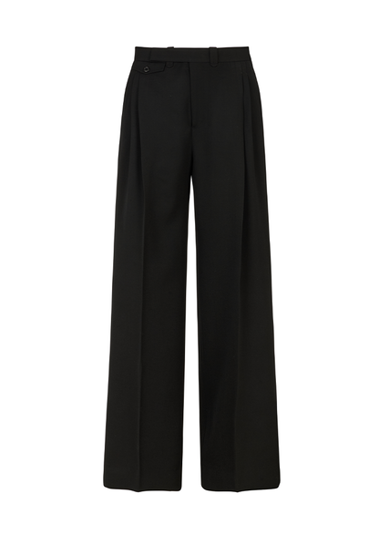 Wool Twill Wide Leg Trouser
