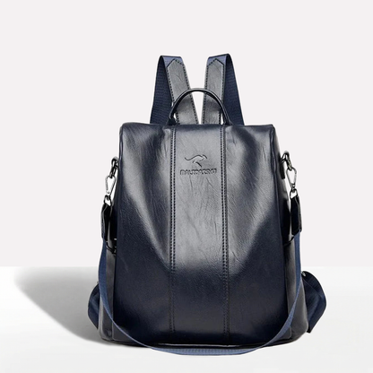 Black Leather Women's Backpack