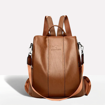 Black Leather Women's Backpack