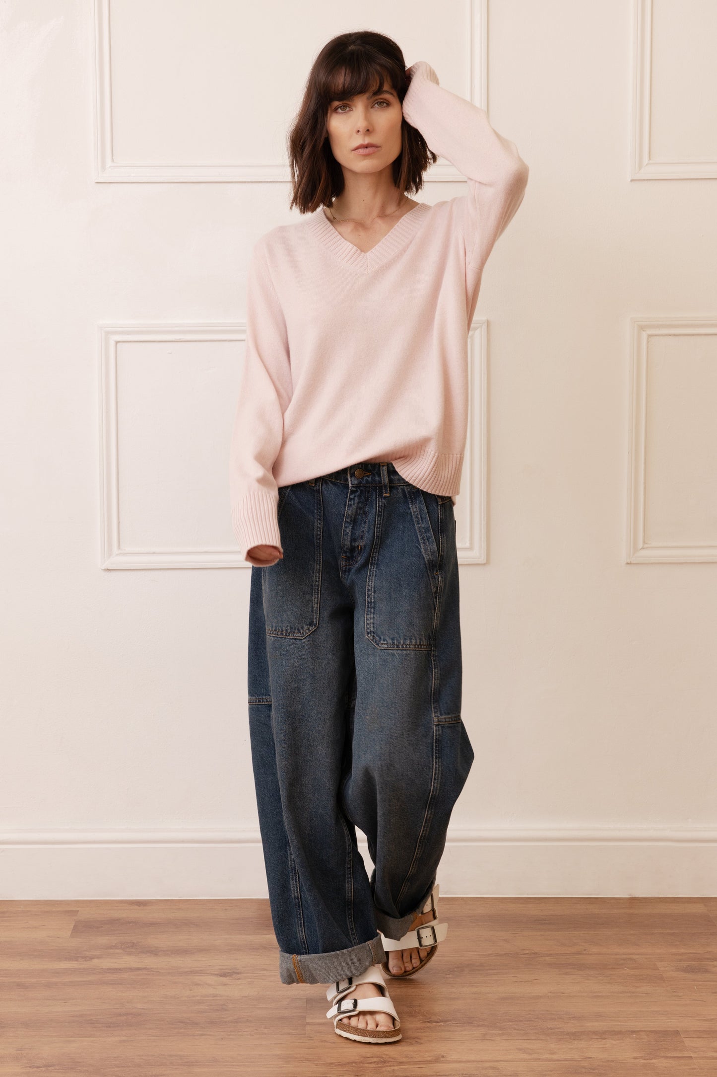 Mid Wash Barrel Leg Jeans