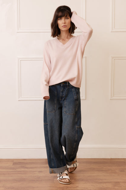 Mid Wash Barrel Leg Jeans